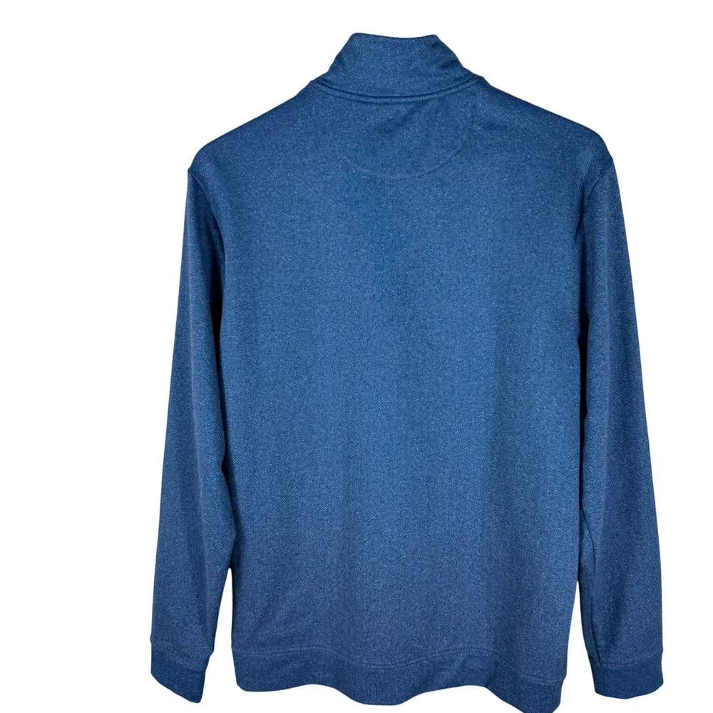 Vineyard Vines Herringbone Quarter Zip Pullover Sweater Mens M Blue